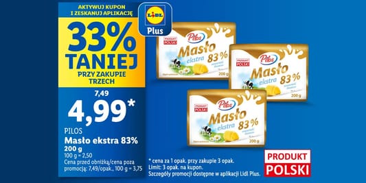 Lidl: KUPON -33% na masło ekstra 12.05.2025