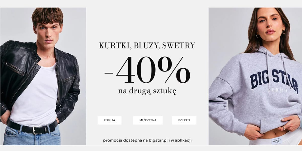 Big Star: -40% na kurtki, bluzy i swetry