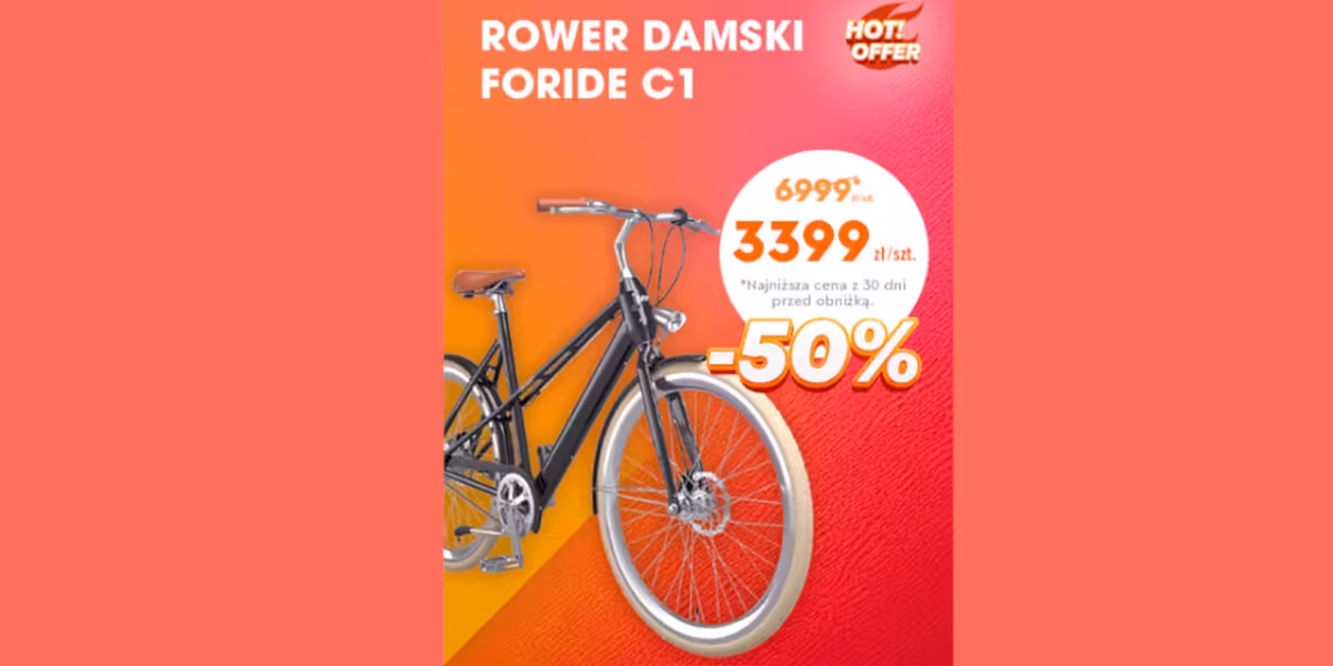 Biedronka Home: -50% na rower elektryczny miejski damski Foride C1