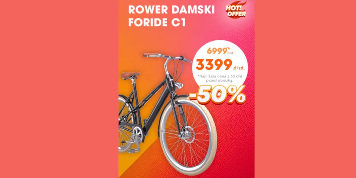 Biedronka Home: -50% na rower elektryczny miejski damski Foride C1