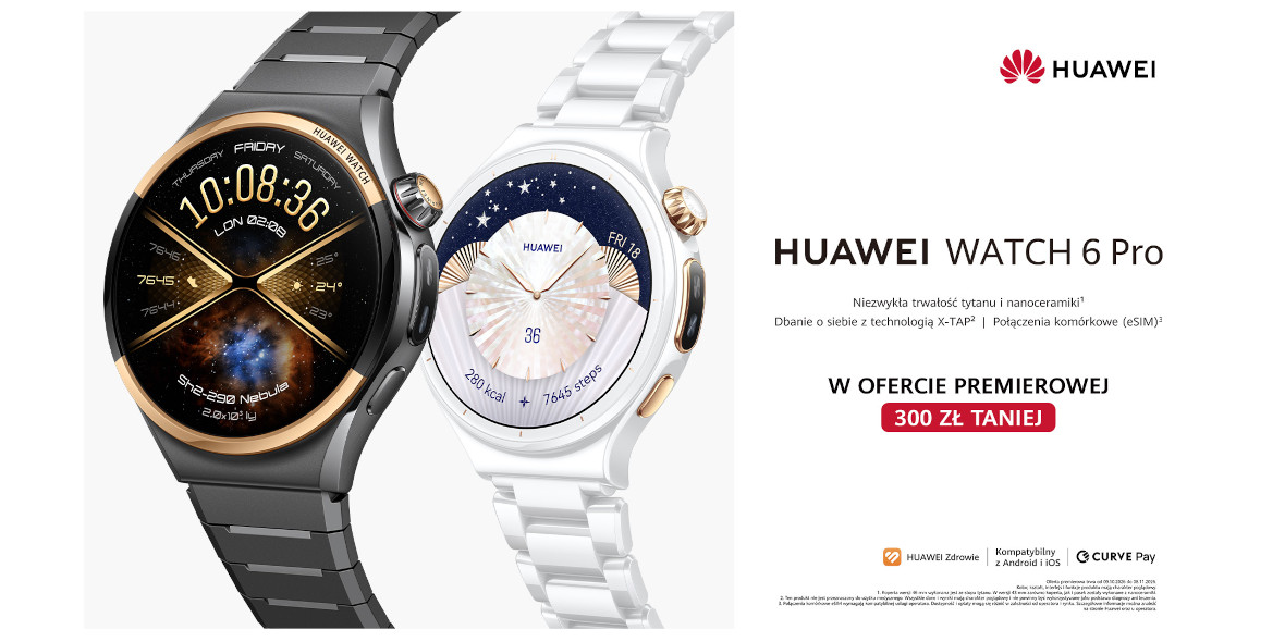 Huawei: -300 zł na HUAWEI Watch 6 Pro