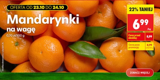 Biedronka: -22% na mandarynki 23.10.2026