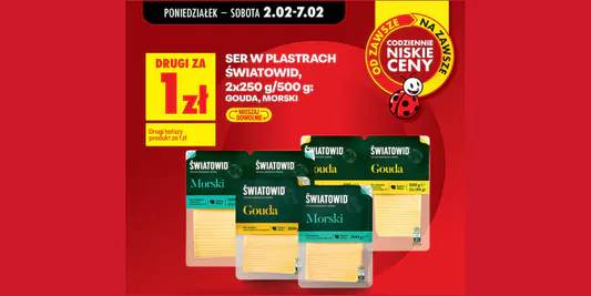 Biedronka: 1 zł za ser żółty w plastrach Światowid 02.02.2026