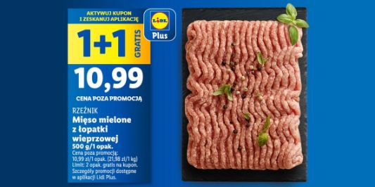 Lidl: KUPON 1 + 1 GRATIS na mięso mielone 03.02.2025