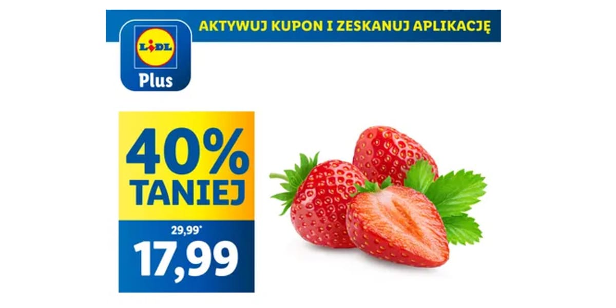 Lidl: Kupon -40% na truskawki