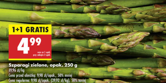 Biedronka: 1 + 1 GRATIS na szparagi zielone 08.05.2025