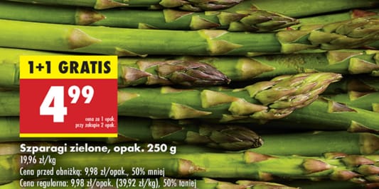 Biedronka: 1 + 1 GRATIS na szparagi zielone 08.05.2025