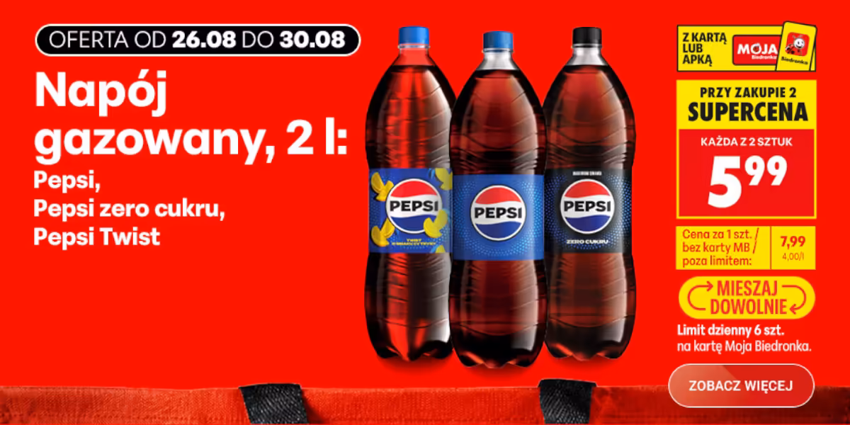 Biedronka: SUPERCENA na napój gazowany Pepsi, Pepsi Twist