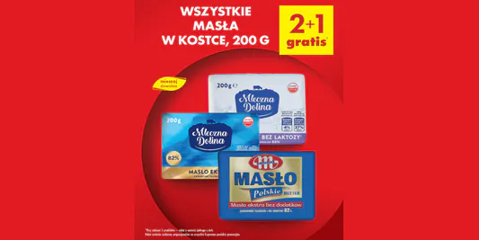 Biedronka: 2+1 GRATIS na wszystkie masła w kostce, 200 g 27.05.2025