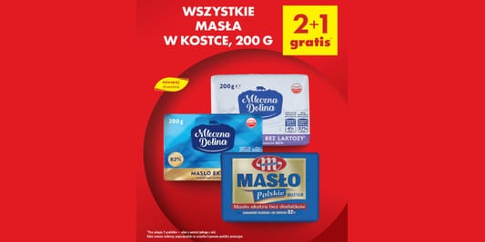 Biedronka: 2+1 GRATIS na wszystkie masła w kostce, 200 g 27.05.2025