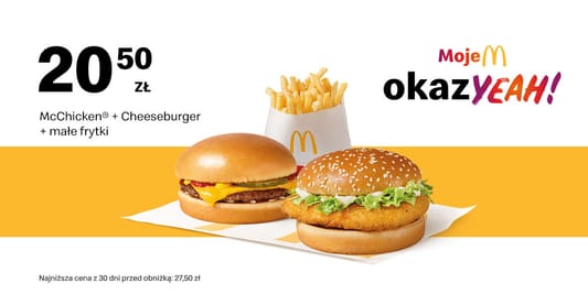 McDonald's: 20,50 zł McChicken® + Cheeseburger + małe frytki 14.04.2025