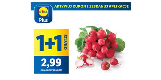 Lidl: KUPON 1+1 GRATIS na rzodkiewki 07.05.2025