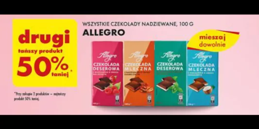 Biedronka: -50% na wszystkie czekolady nadziewane ALLEGRO 20.11.2024