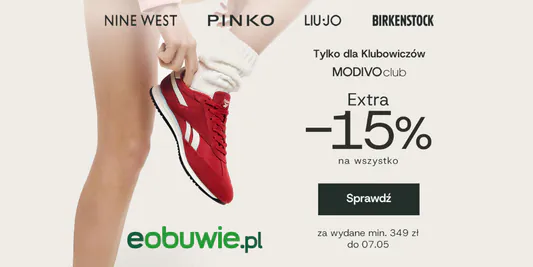 eobuwie.pl: KOD rabatowy -15% EXTRA na wszystko 05.05.2025