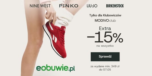 eobuwie.pl: KOD rabatowy -15% EXTRA na wszystko 05.05.2025