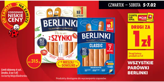 Biedronka: 1 zł za parówki Berlinki 05.02.2026