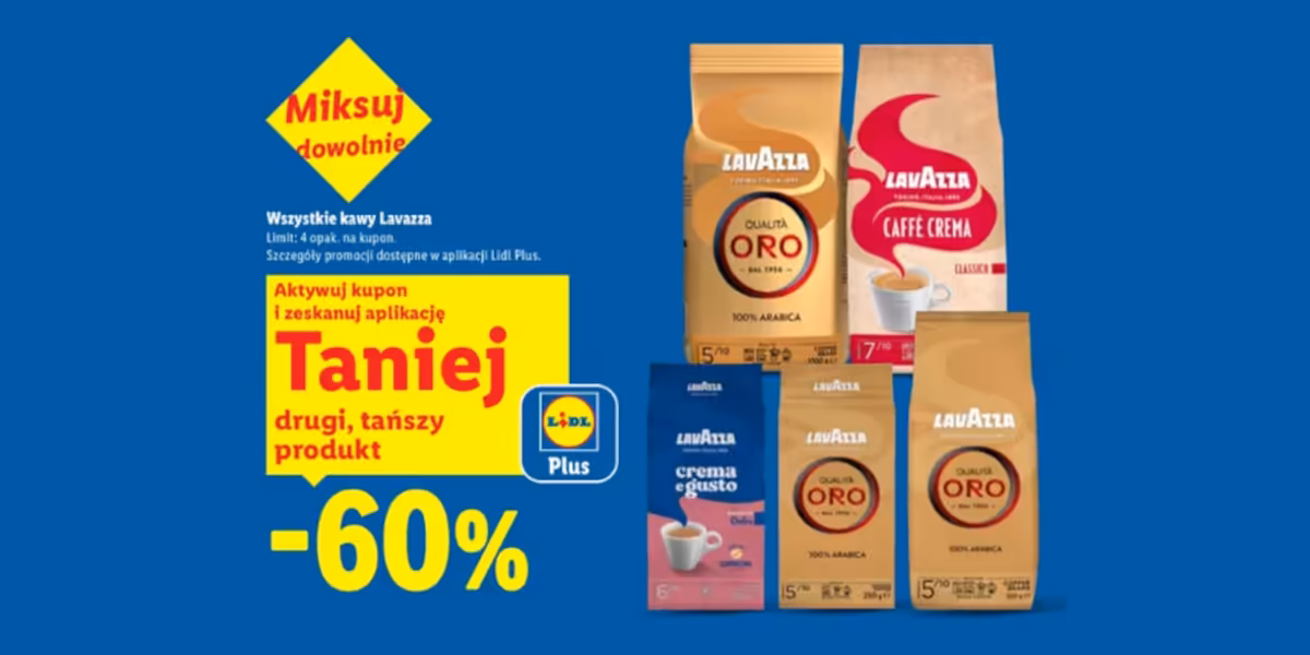Lidl: KUPON -60% na wszystkie kawy Lavazza