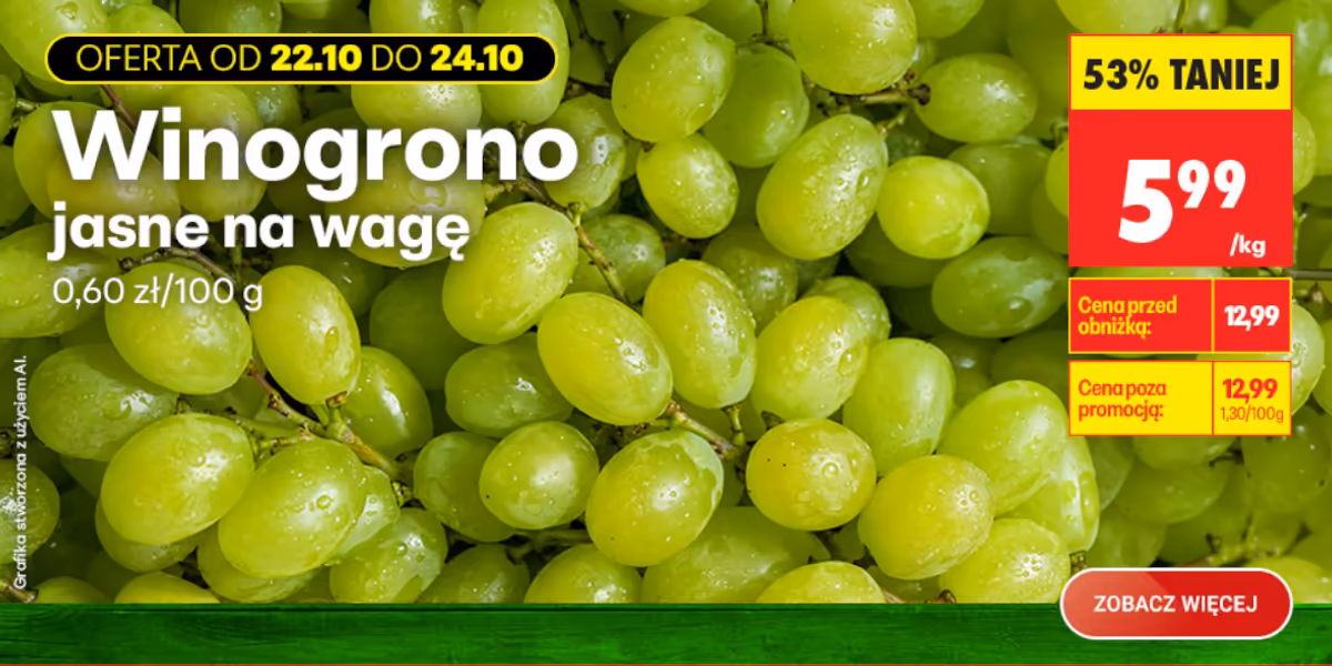 Biedronka: -53% na winogrona jasne