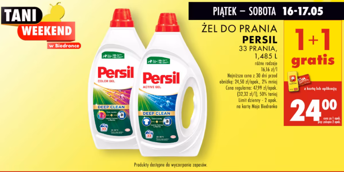 Biedronka: 1+1 GRATIS na żel do prania Persil