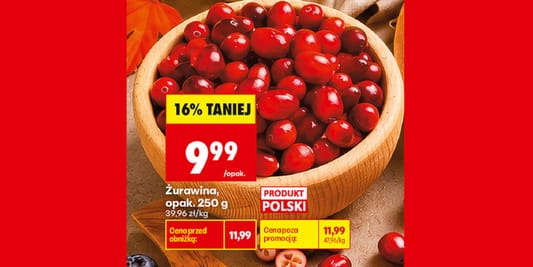 Biedronka: -16% na żurawinę 22.10.2026