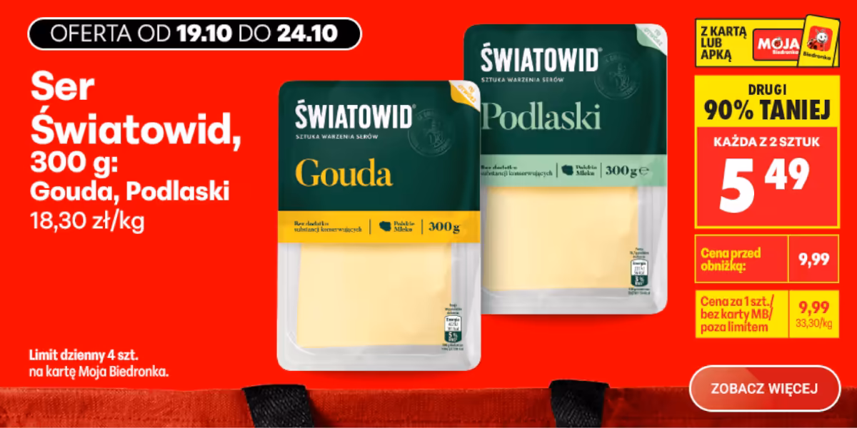 Biedronka: -90% na Ser Światowid