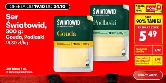 Biedronka: -90% na Ser Światowid 19.10.2026