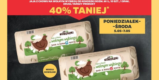 Netto: -40% na jaja z chowu ściółkowego Od Kokoszki 05.05.2025