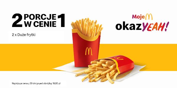 McDonald's: 2 w cenie 1 Duże frytki 02.09.2024