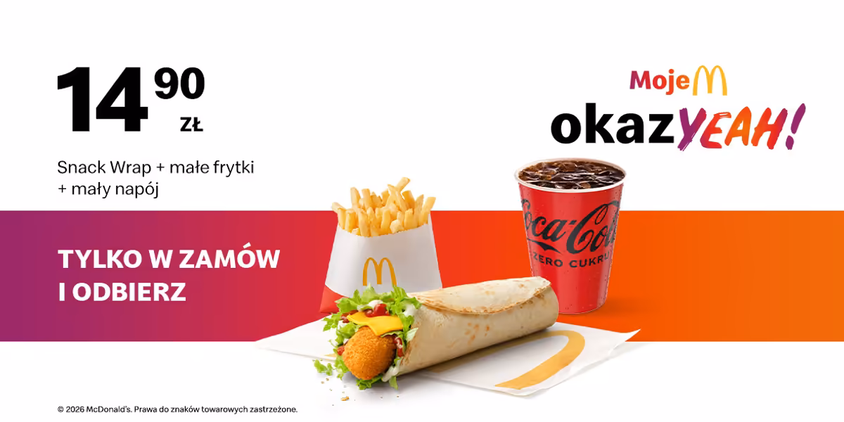 McDonald's: 14,90 zł Snack Wrap + małe frytki + mały napój