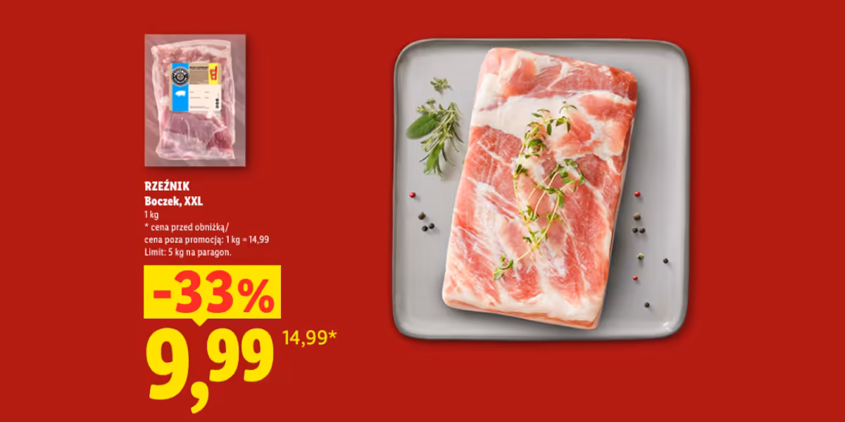 Lidl: -33% na boczek XXL