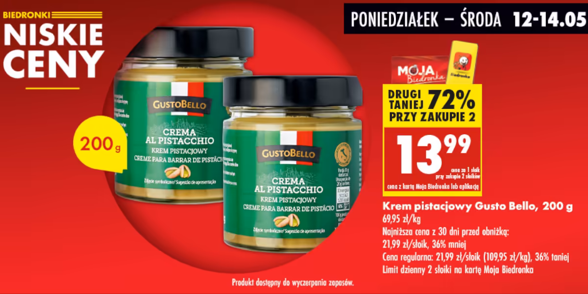 Biedronka: -72% na krem pistacjowy Gusto Bello