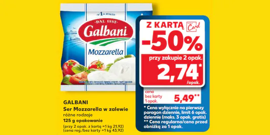 Kaufland: -50% na ser mozzarella Galbani 30.04.2025