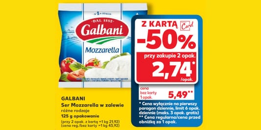 Kaufland: -50% na ser mozzarella Galbani 30.04.2025