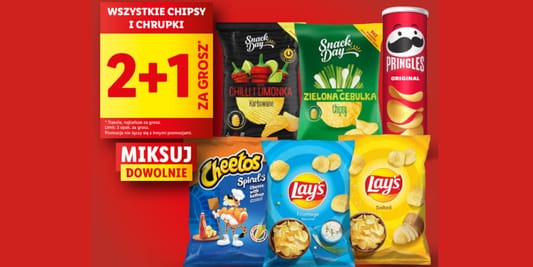 Lidl: 2+1 za GROSZ na chipsy i chrupki 18.06.2025