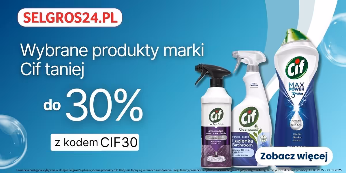 Selgros 24: KOD rabatowy Do -30% na produkty Cif