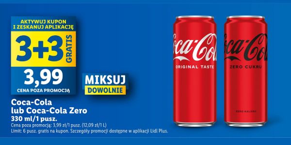 Lidl: 3+3 GRATIS na Coca-Colę i Coca-Colę Zero 18.09.2024