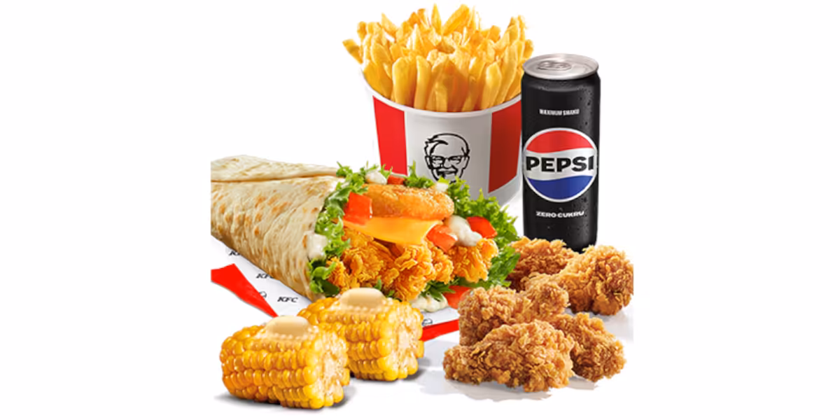 KFC: 49,99 zł Mega Pocket + Hot Wings + kukurydza + Frytki