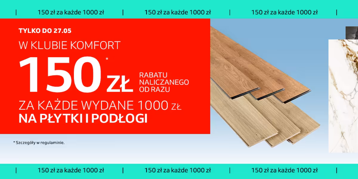 Komfort: -150 zł za każdy wydany 1000 zł