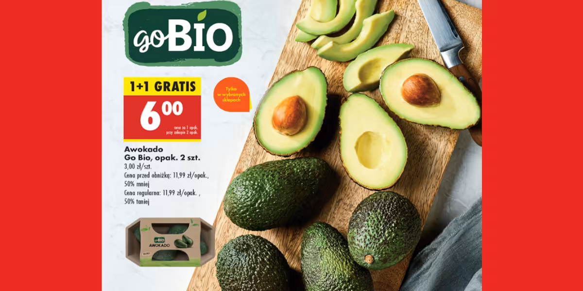 Biedronka: 1+1 GRATIS na awokado Go Bio