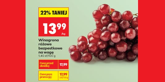 Biedronka: -22% na winogrona różowe bezpestkowe 17.02.2026