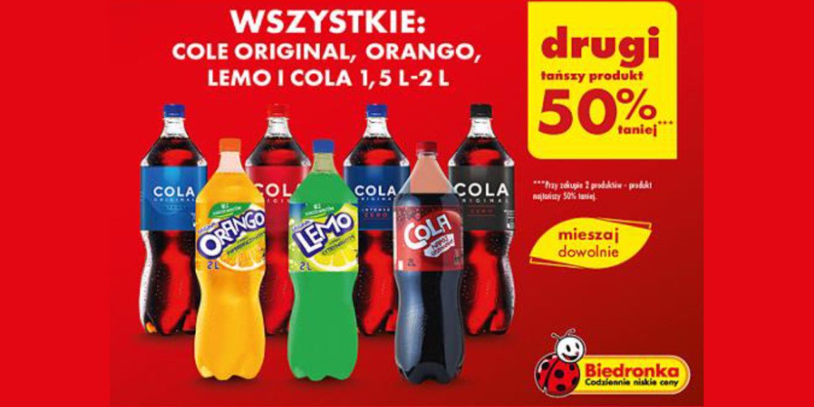 Biedronka: -50% na napoje Cola Original, Orango, Lemo i Cola