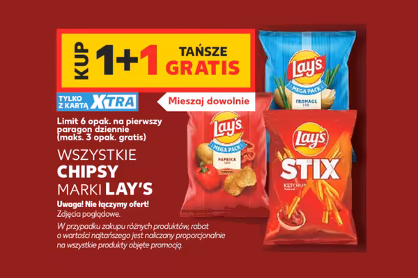 Kaufland: 1+1 GRATIS na wszystkie chipsy Lay's