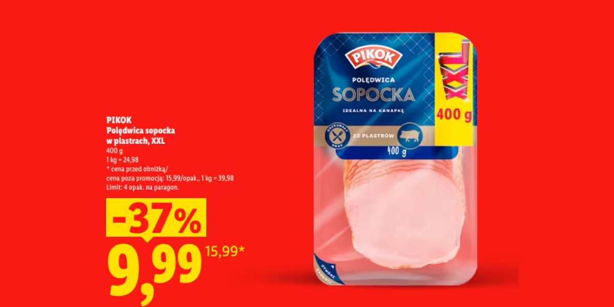 Lidl: -37% na polędwicę sopocką w plastrach, XXL