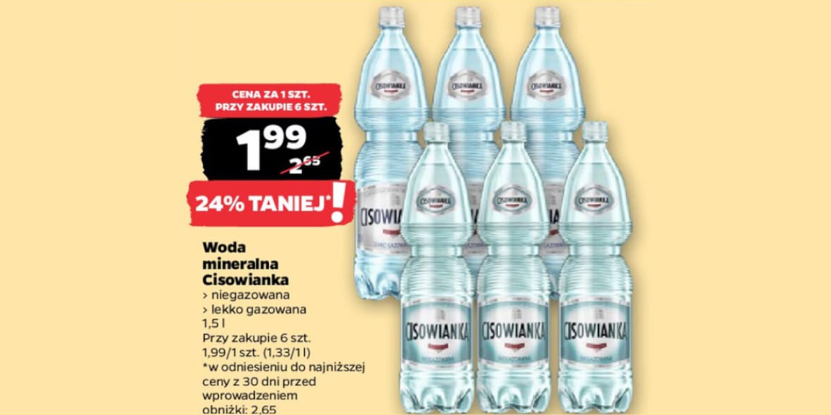 Netto: -24% na wodę mineralną Cisowianka 24.03.2025