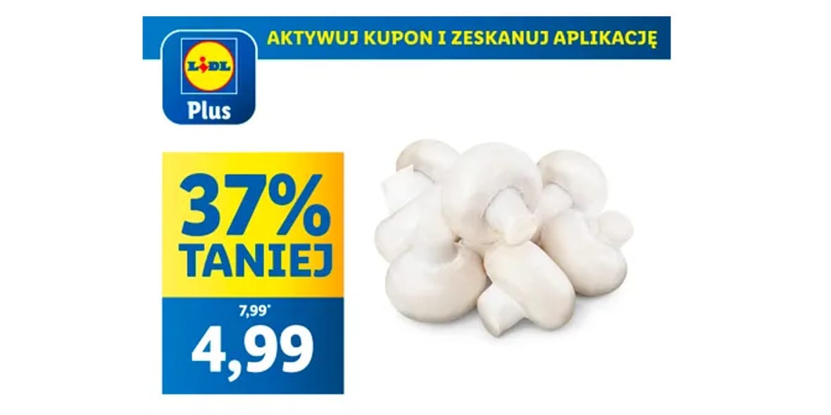 Lidl: KUPON -37% na pieczarki 17.03.2025