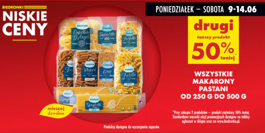 Biedronka: -50% na wszystkie makarony Pastani 09.06.2025