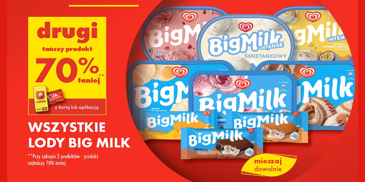 Biedronka: -70% na wszystkie lody Big Milk