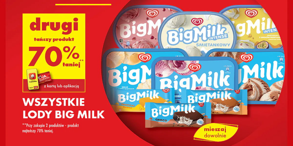 Biedronka: -70% na wszystkie lody Big Milk