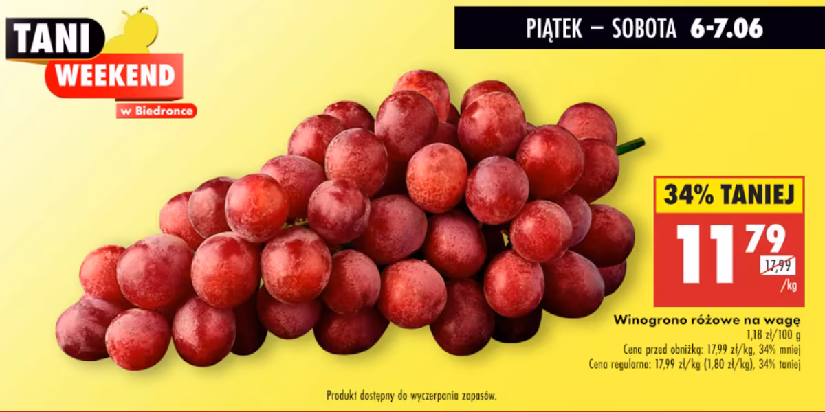 Biedronka: -34% na winogrono różowe