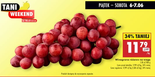 Biedronka: -34% na winogrono różowe 06.06.2025